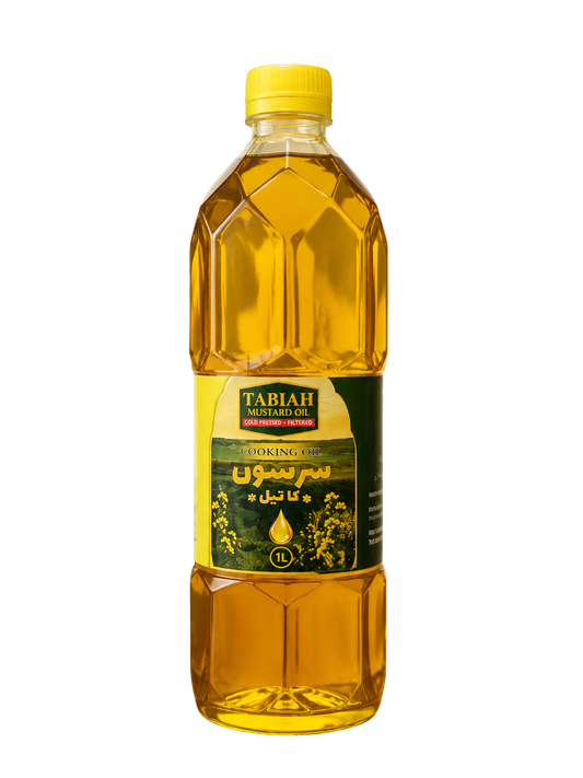 Al Tabi'ah kachi ghani mustard oil 1 litre bottle